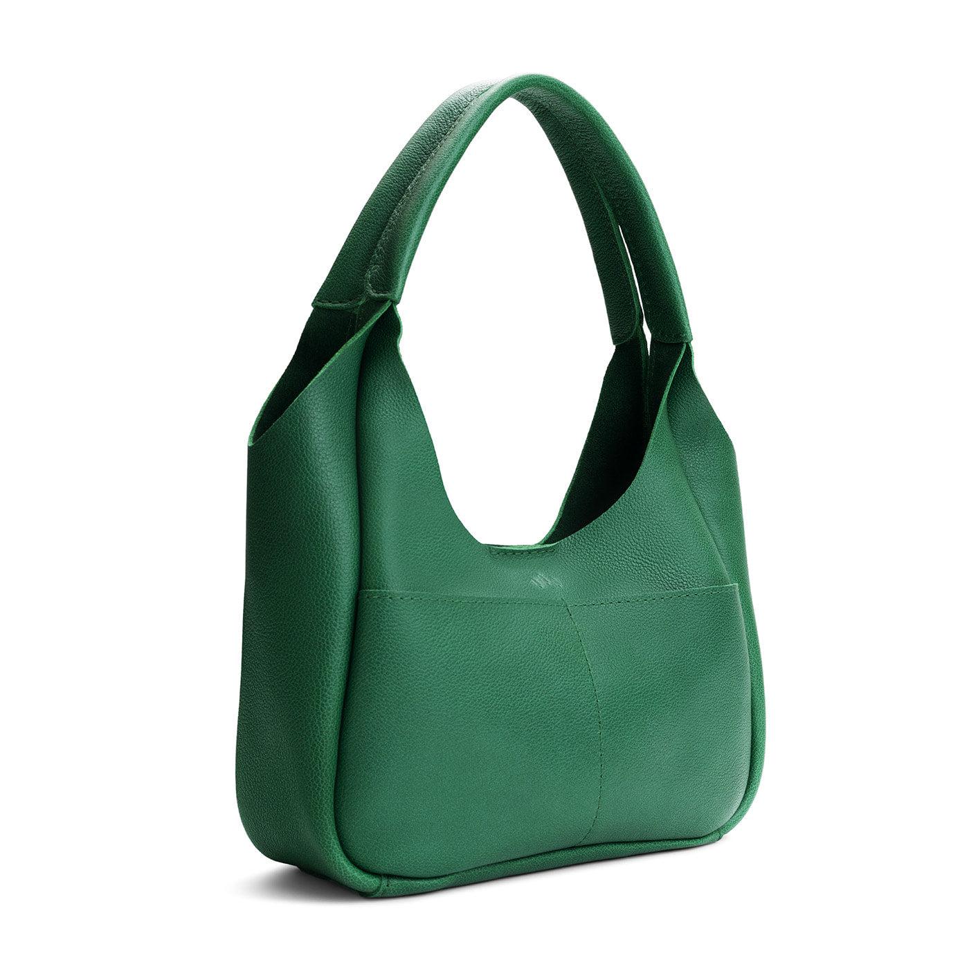 Bacalar*Medium | U-shaped, flat-bottomed leather shoulder bag with two outside pockets