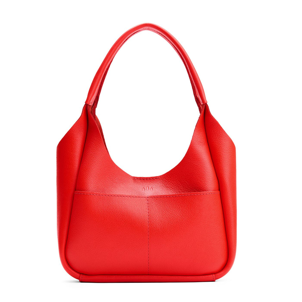 Candy*Medium | U-shaped, flat-bottomed leather shoulder bag with two outside pockets