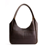 Coldbrew Medium | U-shaped, flat-bottomed leather shoulder bag with two outside pockets