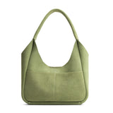 Laurel Medium | U-shaped, flat-bottomed leather shoulder bag with two outside pockets