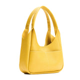 Pomello Medium | U-shaped, flat-bottomed leather shoulder bag with two outside pockets