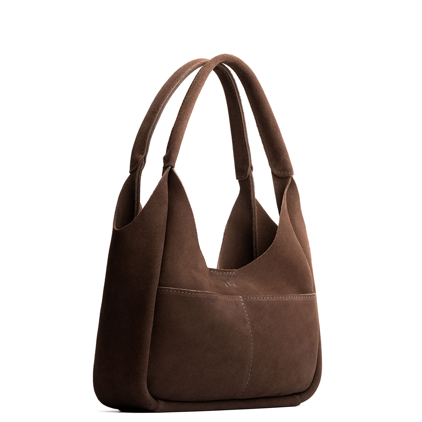 Stagecoach*Medium | U-shaped, flat-bottomed leather shoulder bag with two outside pockets