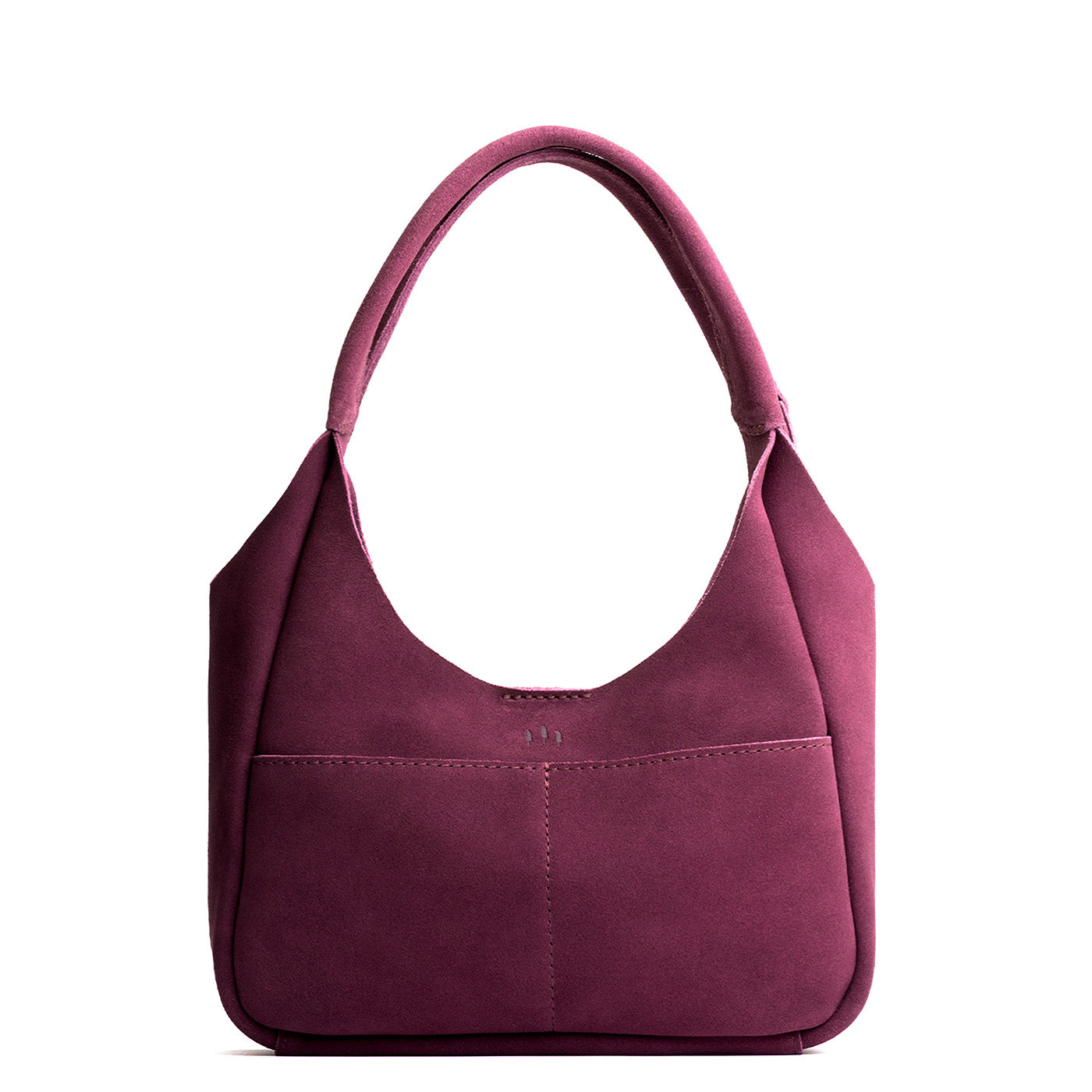 Superbloom*Medium | U-shaped, flat-bottomed leather shoulder bag with two outside pockets