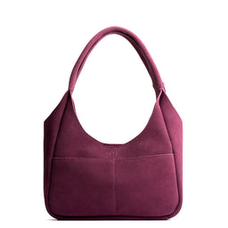Superbloom*Medium | U-shaped, flat-bottomed leather shoulder bag with two outside pockets