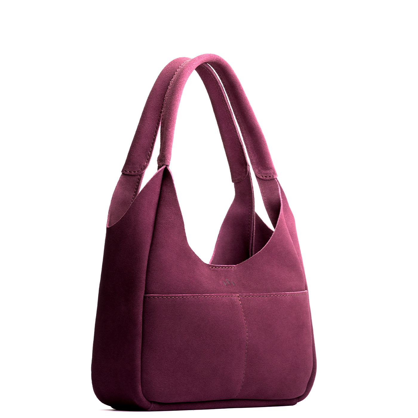 Superbloom*Medium | U-shaped, flat-bottomed leather shoulder bag with two outside pockets