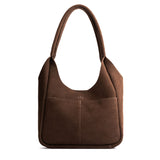 Stagecoach Large | U-shaped, flat-bottomed leather shoulder bag with two outside pockets