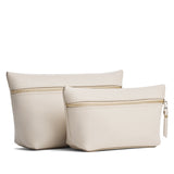 Bone | Two large leather makeup bags with zipper