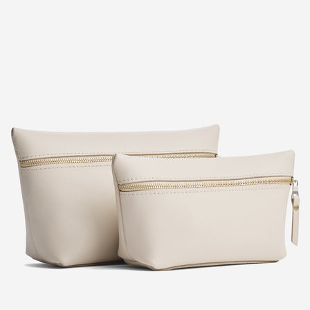 Bone*Large | Large leather makeup bag with zipper