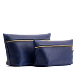 Cobalt | Two large leather makeup bags with zipper