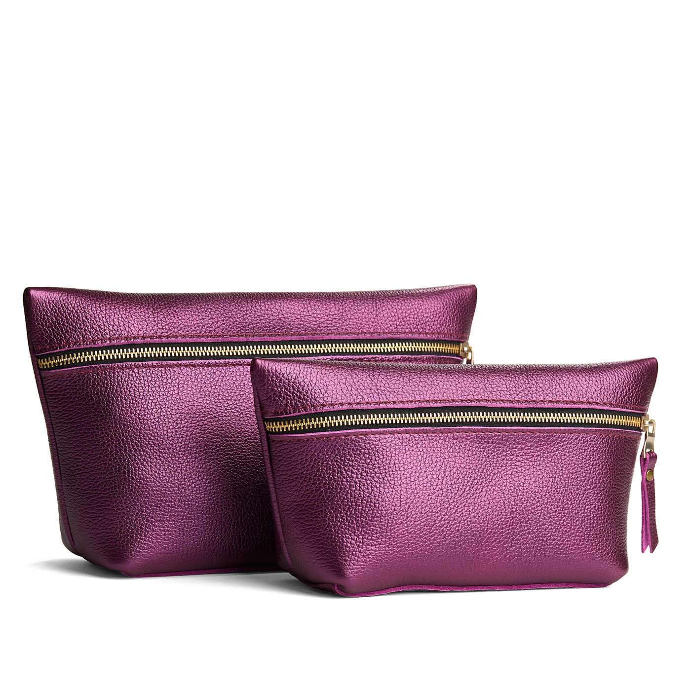 Ultra Violet | Two large leather makeup bags with zipper