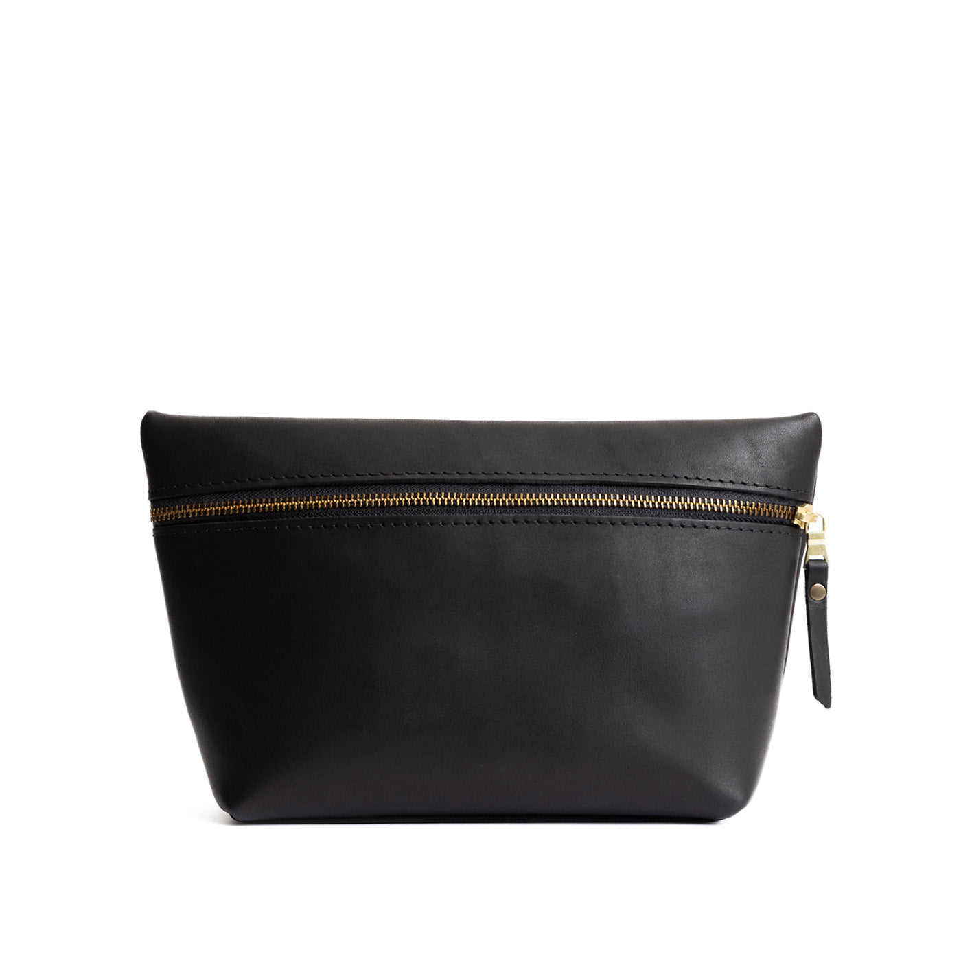 Black*Extra Large | Large leather makeup bag with zipper