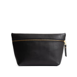 Black Extra Large | Large leather makeup bag with zipper