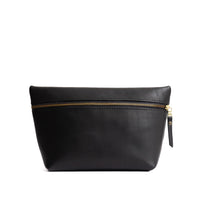 Black*Extra Large | Large leather makeup bag with zipper