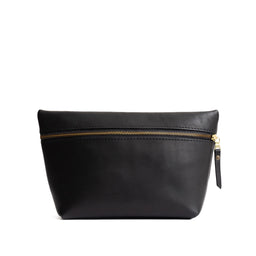 Black*Extra Large | Large leather makeup bag with zipper