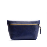 Cobalt Extra Large | Large leather makeup bag with zipper