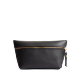 Black Large | Large leather makeup bag with zipper