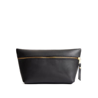 Black*Large | Large leather makeup bag with zipper