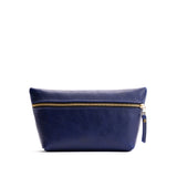 Cobalt Large | Large leather makeup bag with zipper