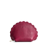 Orchid Large | Curved leather pouch with zipper and scalloped edges