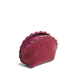Orchid Large | Curved leather pouch with zipper and scalloped edges