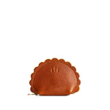 Sienna Small | Curved leather pouch with zipper and scalloped edges