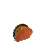 Sienna Small | Curved leather pouch with zipper and scalloped edges