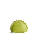 Wasabi Small | Curved leather pouch with zipper and scalloped edges