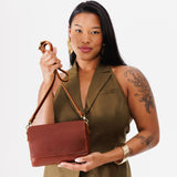 Chestnut Medium | Leather Crossbody Bag with Magnetic Messenger Bag Closure