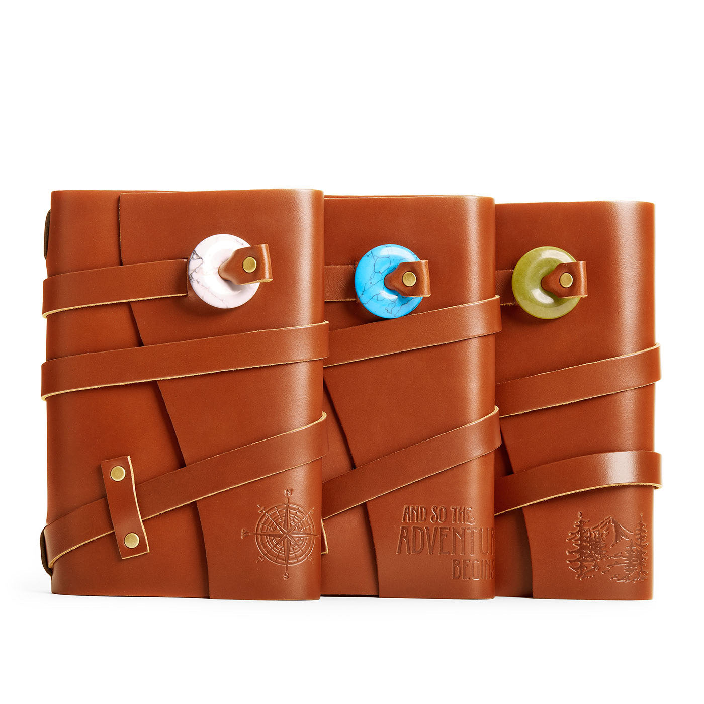 ANY | Journals collection with decorative stone and embossment on a white background