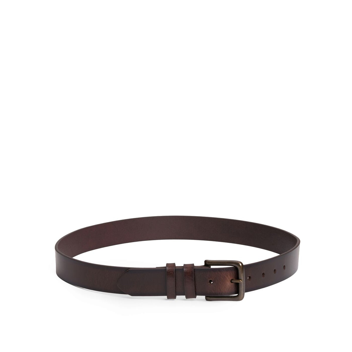 Java | Mens leather belt with two belt loops and antiqued brass buckle