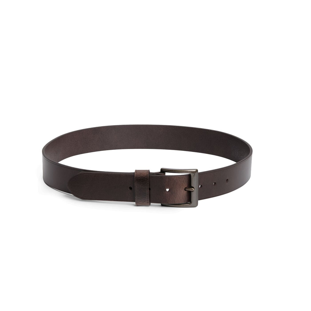 Java | Mens smooth leather belt with antique brass buckle