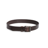 Java | Mens smooth leather belt with antique brass buckle