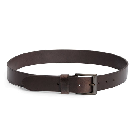 Java | Mens smooth leather belt with antique brass buckle