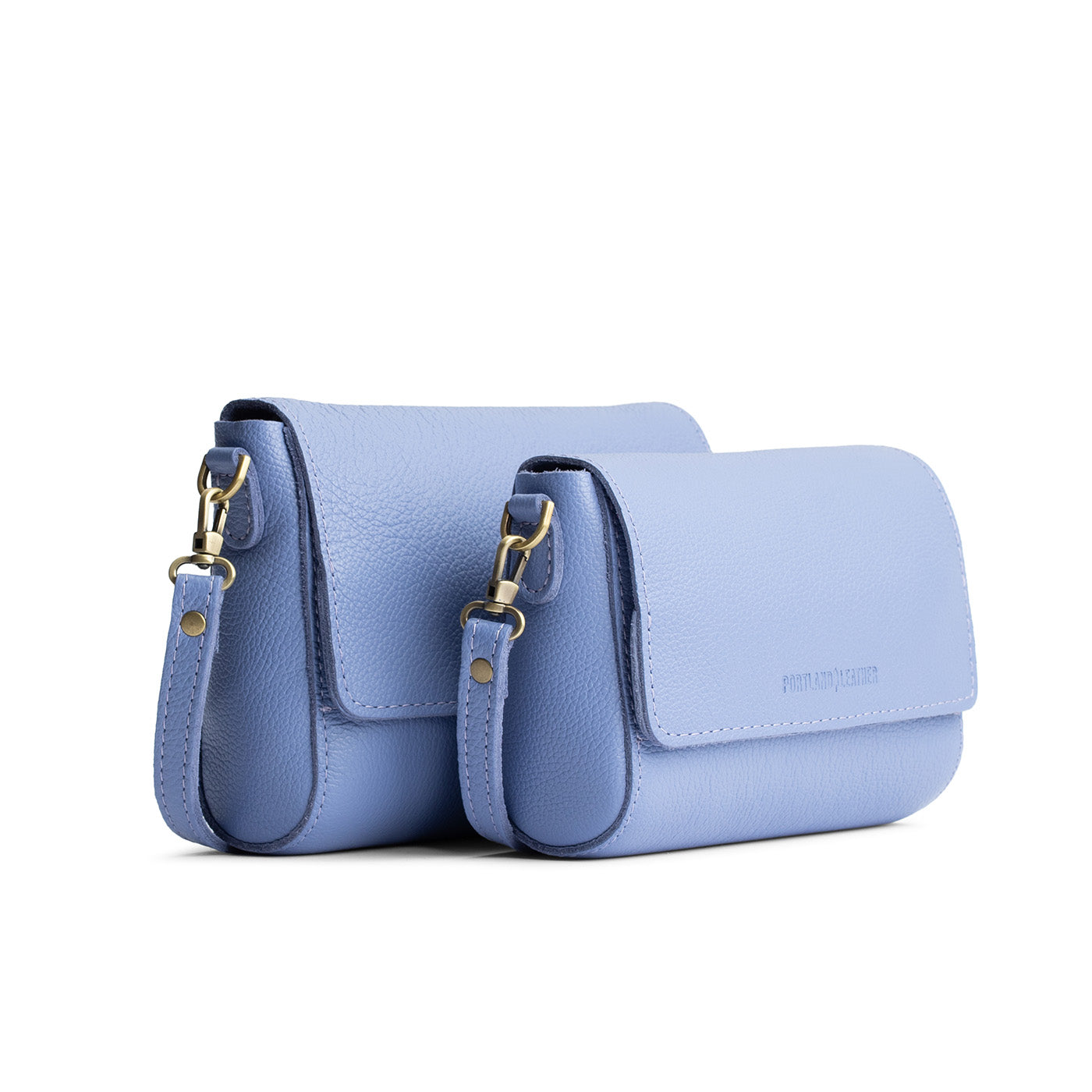 Aster | Side by Side of both sizes of Leather Crossbody Bag with Magnetic Messenger Bag Closure