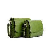 Green Apple | Side by Side of both sizes of Leather Crossbody Bag with Magnetic Messenger Bag Closure