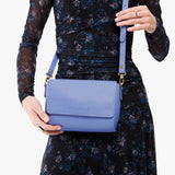 Aster Mini | Model Wearing Small Leather Crossbody Bag with Magnetic Messenger Bag Closure