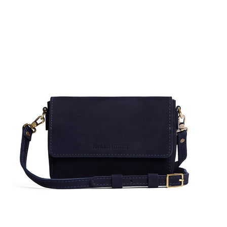 Velvet Blue*Mini | Small Leather Crossbody Bag with Magnetic Messenger Bag Closure