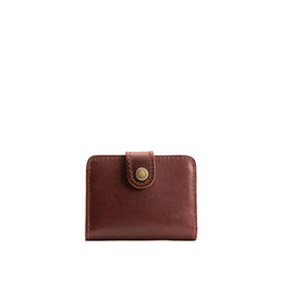 Cognac | Small leather wallet with snap closed