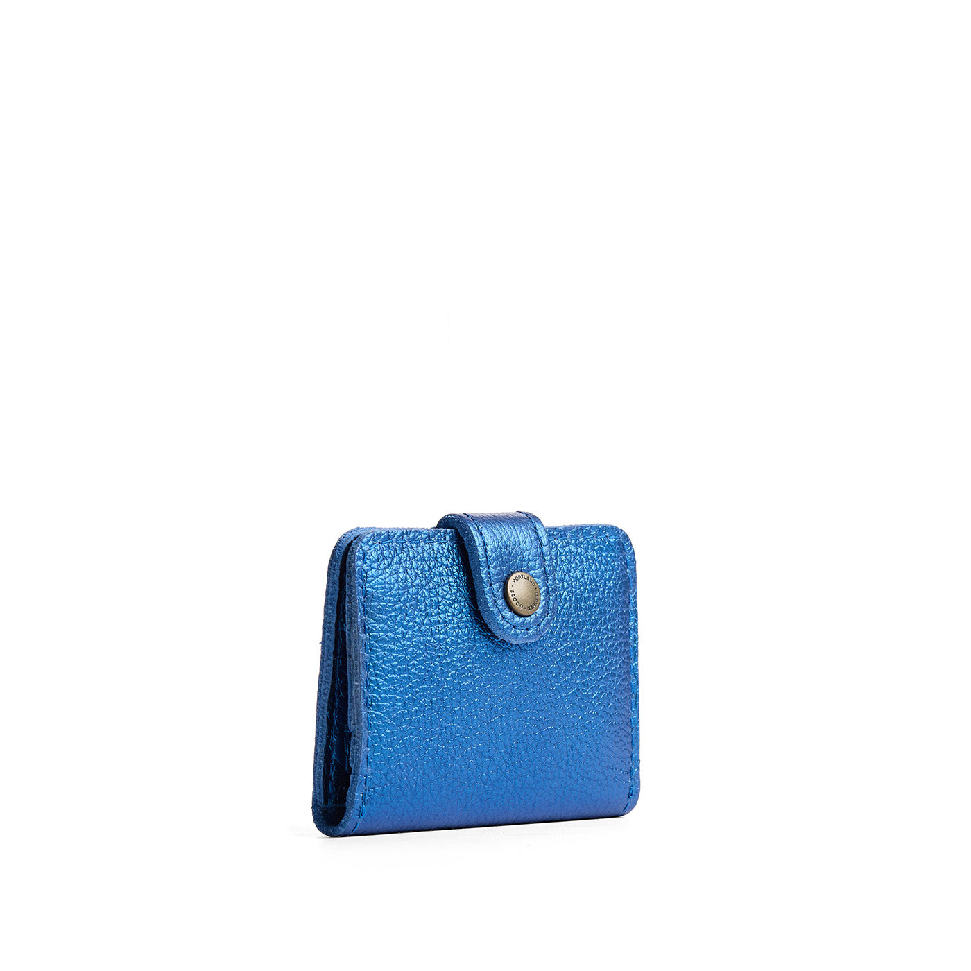 Comet Blue | Small leather bifold wallet with snap closed