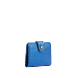 Comet Blue | Small leather bifold wallet with snap closed