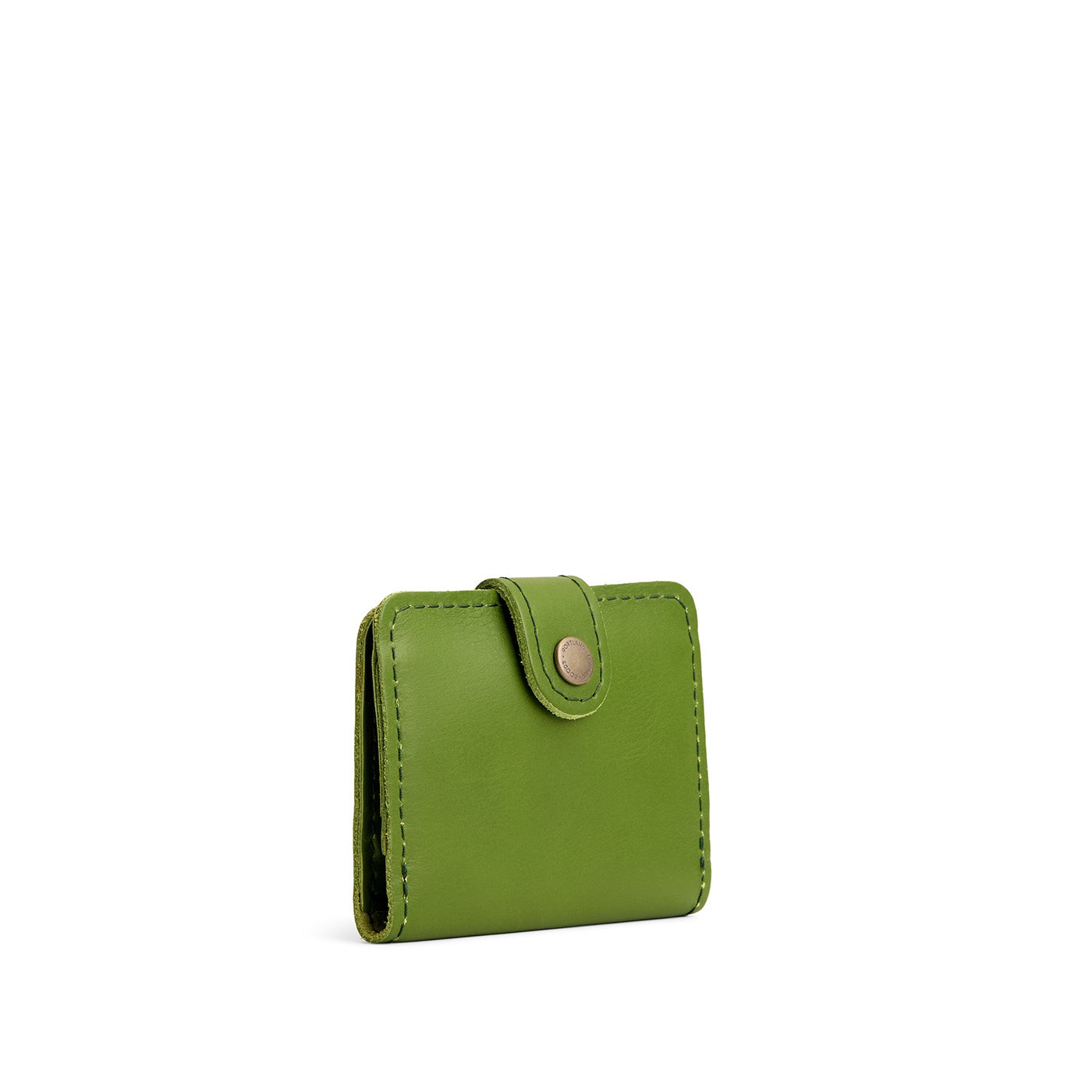 Green Apple | Small leather wallet with snap closed