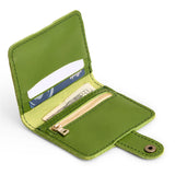 Green Apple | Small leather bifold wallet with snap open
