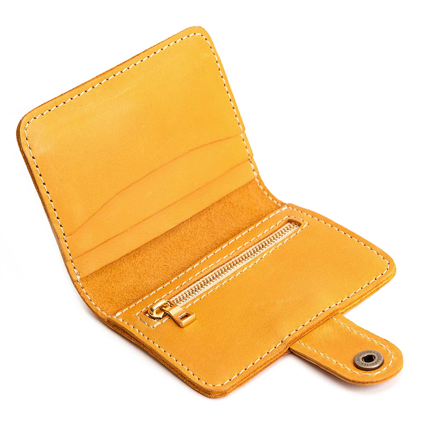 Sunflower | Small leather wallet with snap open