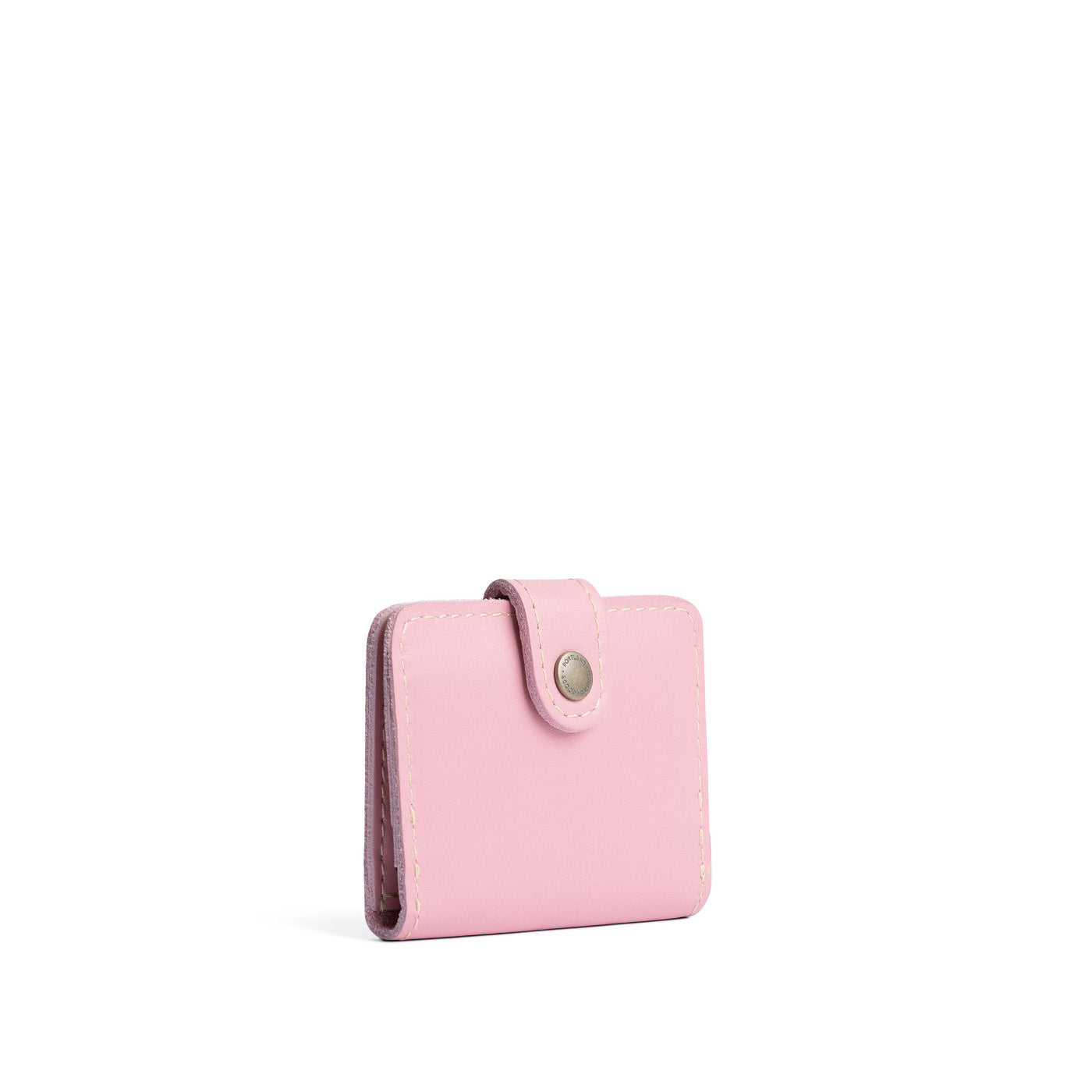 Vintage Pink | Small leather wallet with snap closed