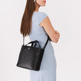 Pebbled--black Classic | Crossbody tote bag with snap closure and front pocket