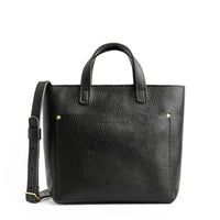 Pebbled--black*Zipper | Crossbody tote bag with zipper closure and front pocket