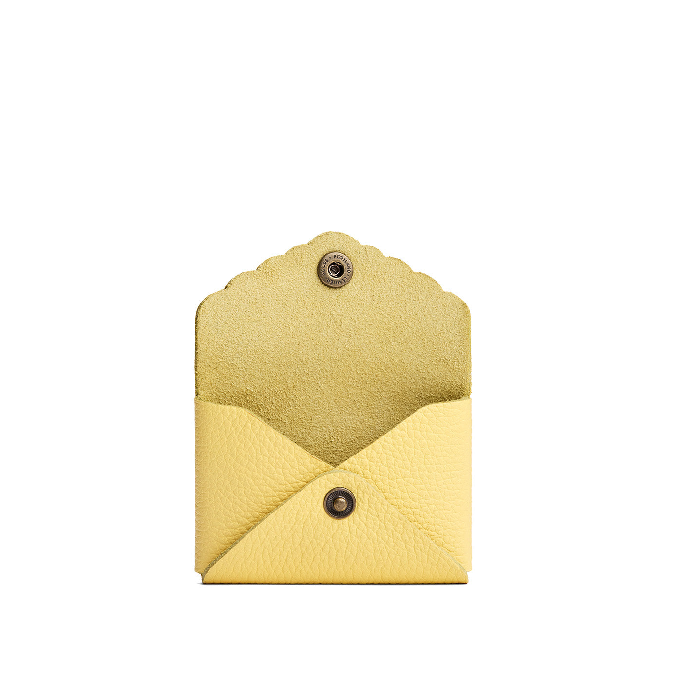 Butter Bliss | Small leather card wallet with scalloped edge open