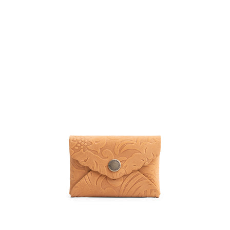 Desert Flower | Small leather card wallet with scalloped edge