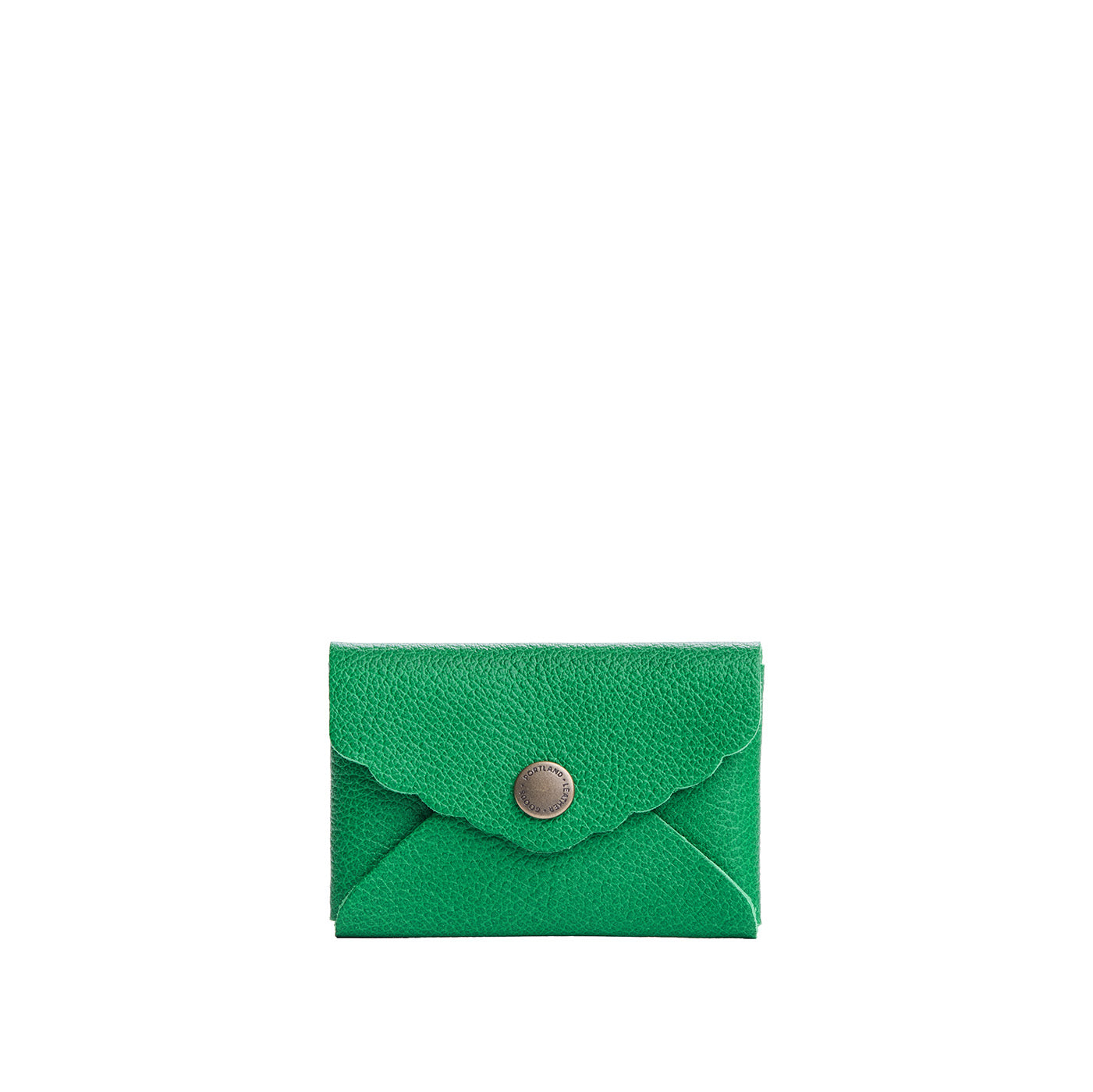 Jolly Green | Small leather card wallet with scalloped edge