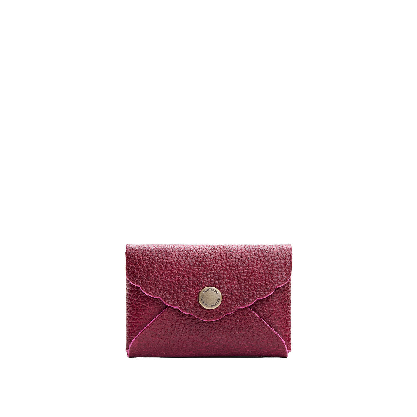 Orchid | Small leather card wallet with scalloped edge
